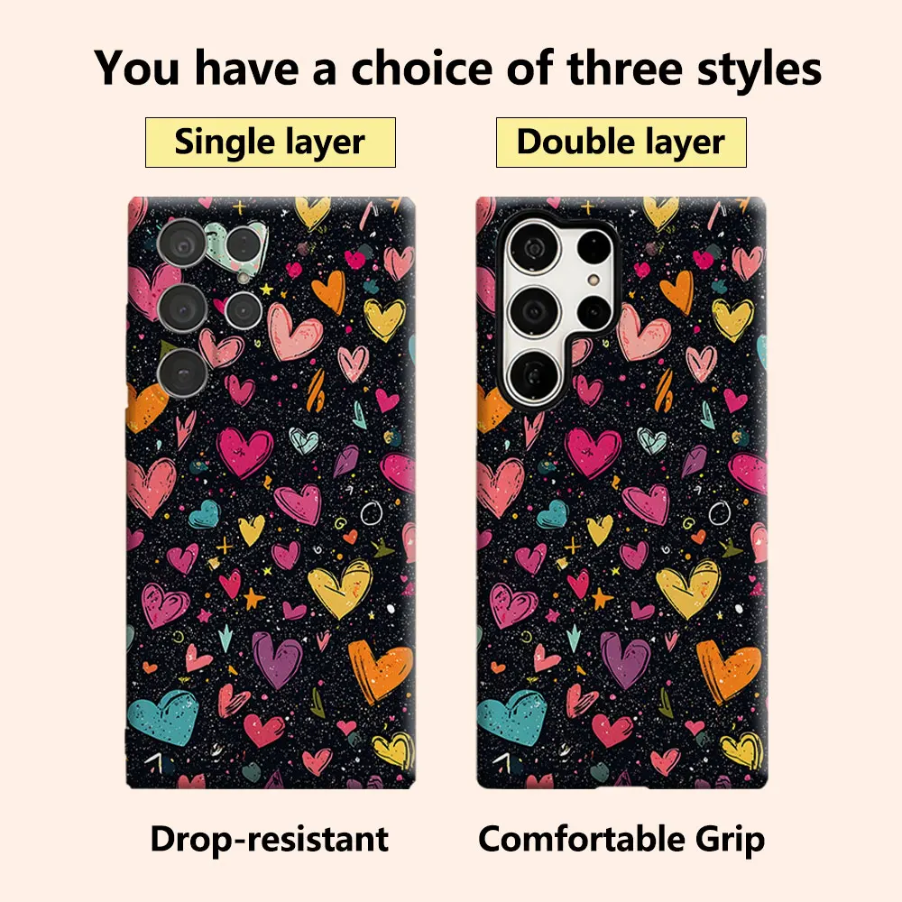 Color Heart Star Doodle Luxury Fashion Full Lens Protective Case for Samsung Galaxy S26 S25 S24 A56 A36 Plus Ultra