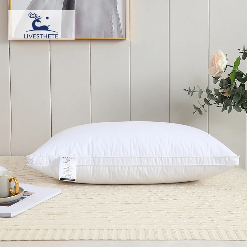 

Liv-Esthete Noble 100% Goose Down Pillow Sleep Gift Double-sided Down-proof Queen King 100% Cotton White Pillows For Sleeping