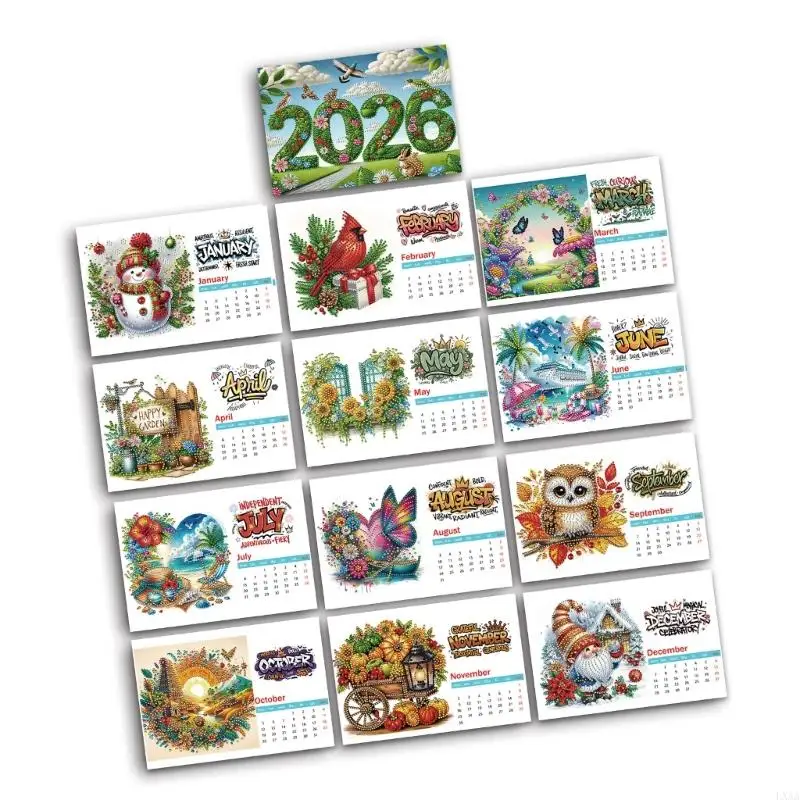 

LXAA 2026 Painting Calendar Handmade Art Calendar with Stickers, Decorative for Home & Office