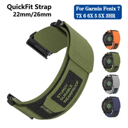 22 26mm Nylon Strap For Garmin Fenix 8 51MM 47MM / 7 7X 6 6X 5 5X Smart Watch Sport Bracelet Quick Release Watchband Accessoeie