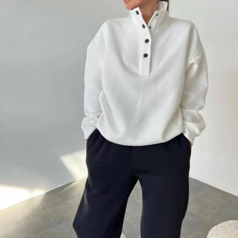 Women Long Sleeve Turtleneck Pullover Sweatshirt High Waist Pocket Straight-Leg Pants Suit 2023 Autumn Solid Color Two-Piece Set