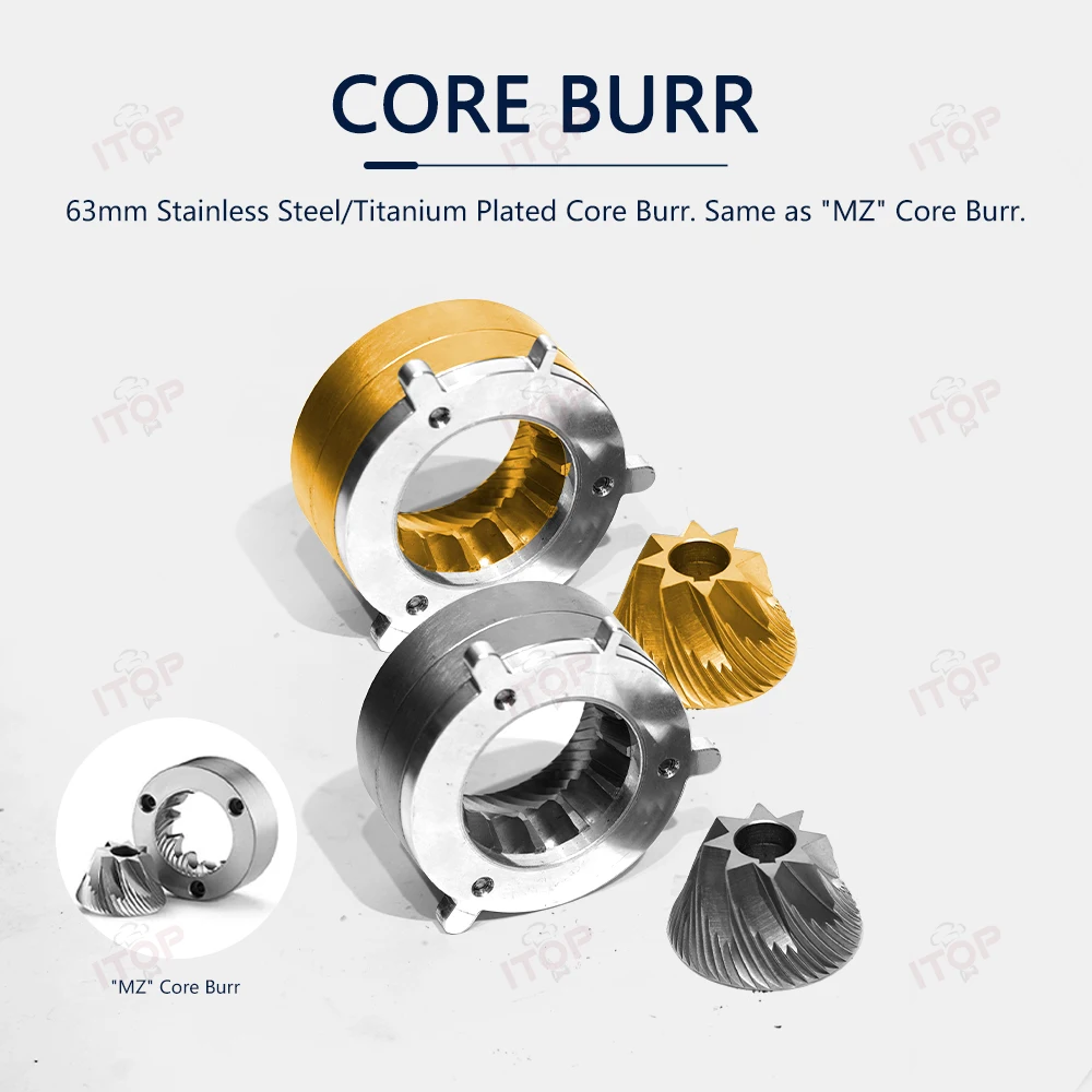 Itoop-مطحنة قهوة مخروطية الشكل بدون نعومة ، قادوس حبوب ، تصميم مسحوق طائر مضاد للساكنة ، CG63 ، 63 ، 40 جم