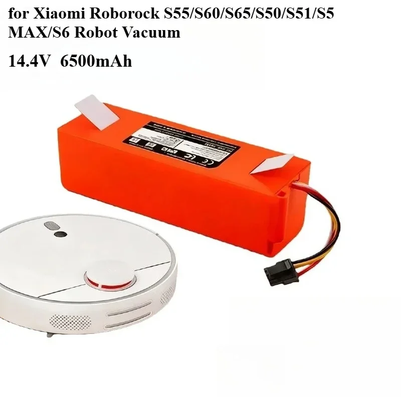 

2600mAh-6500mAh 14.4V Replacement Battery – High-Capacity Spare for Xiaomi Roborock S55/S60/S65/S50/S51/S5 MAX/S6 Robot Vacuum