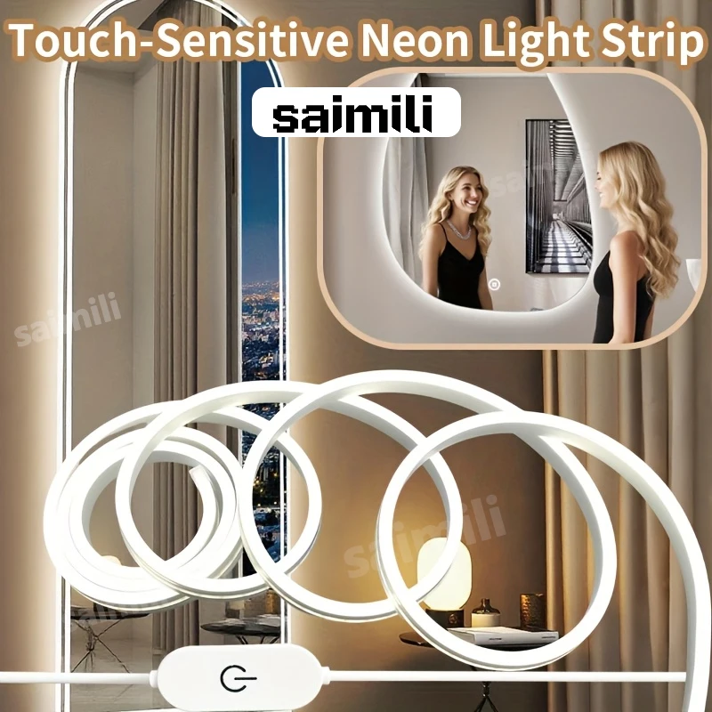 USB 5V LED Neon Light Touch Switch Waterproof Dimmable Strip Lamp Flexible Indoor Ambient Lights For Bedroom DIY Decor Lighting