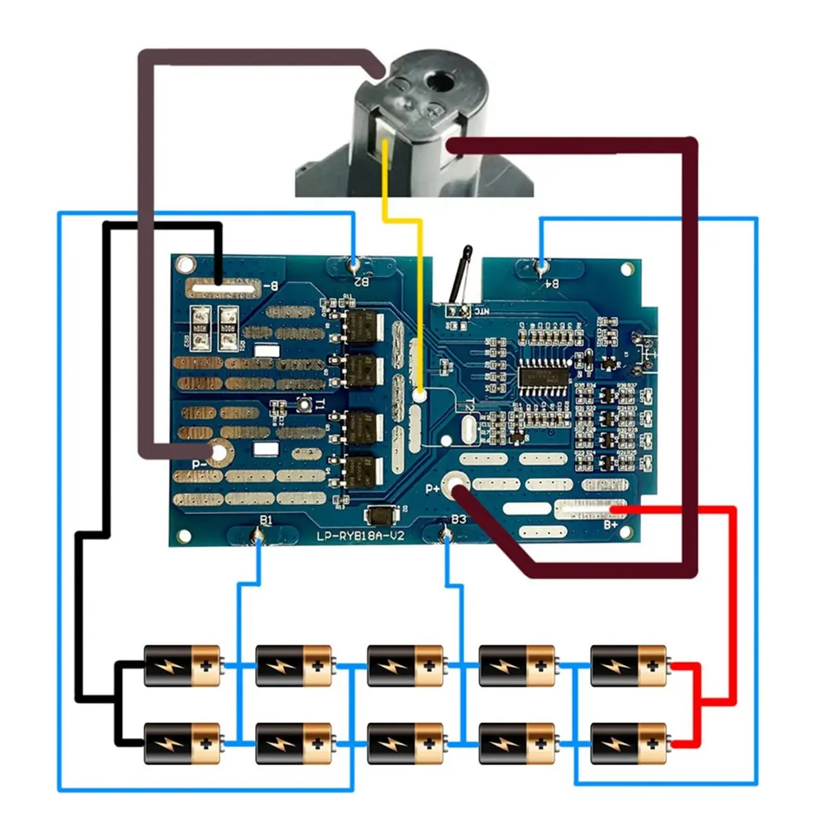 A75K P108 Power Tool Parts for 18V 10x18650 Li-Ion Battery Plastic Case Charging Protection Circuit Board