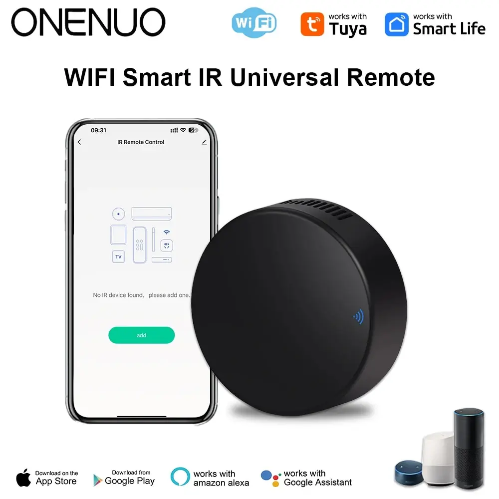 ONENUO Smart Wifi IR Universal Remote Control with Tuya and Smart Life Home Remote for Air Conditioner TV DVD Alexa Google