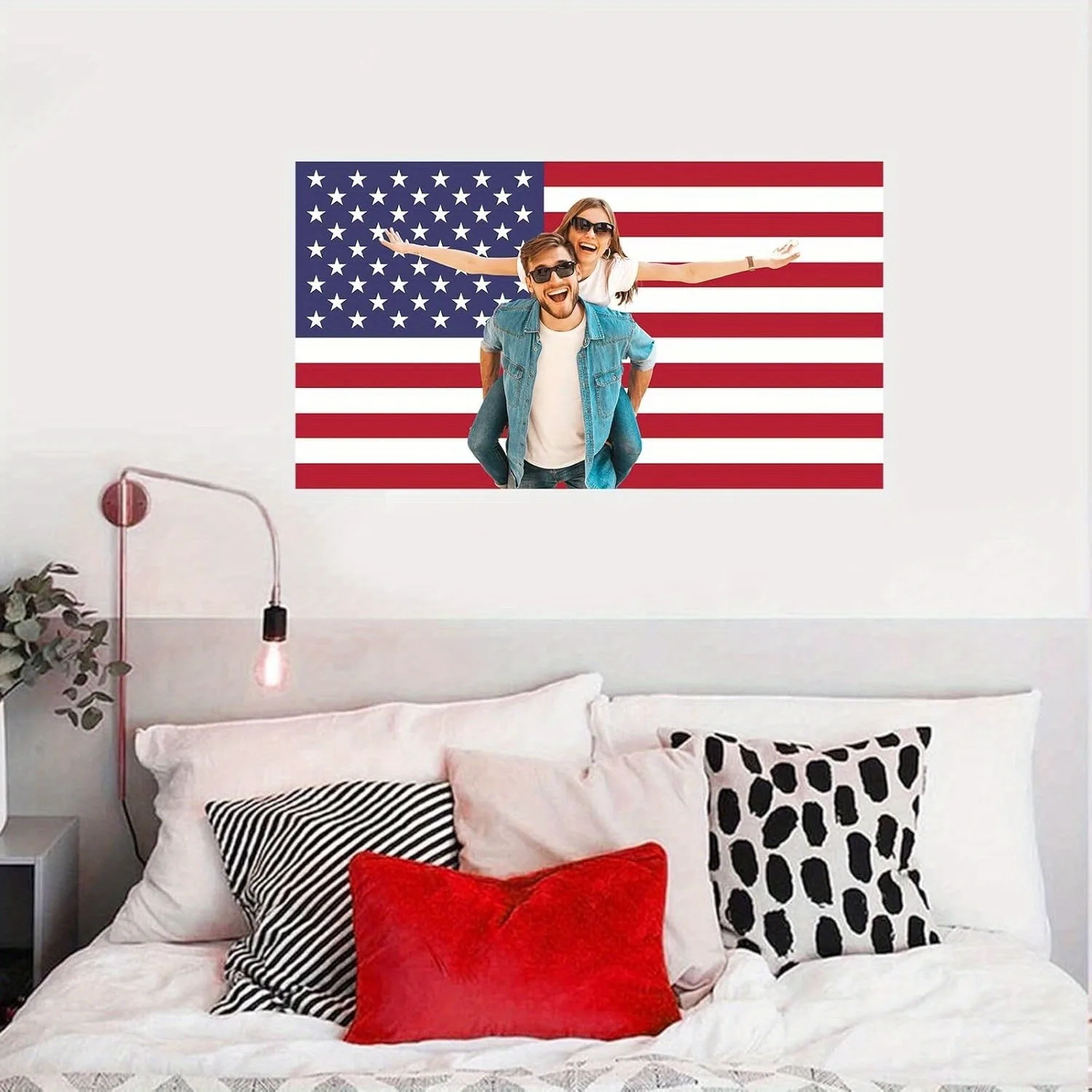 1PC Custom  American Flag Personalized with Your Image, Fun Tapestry Poster for Decorating Clubs, Wall Hanging Decor