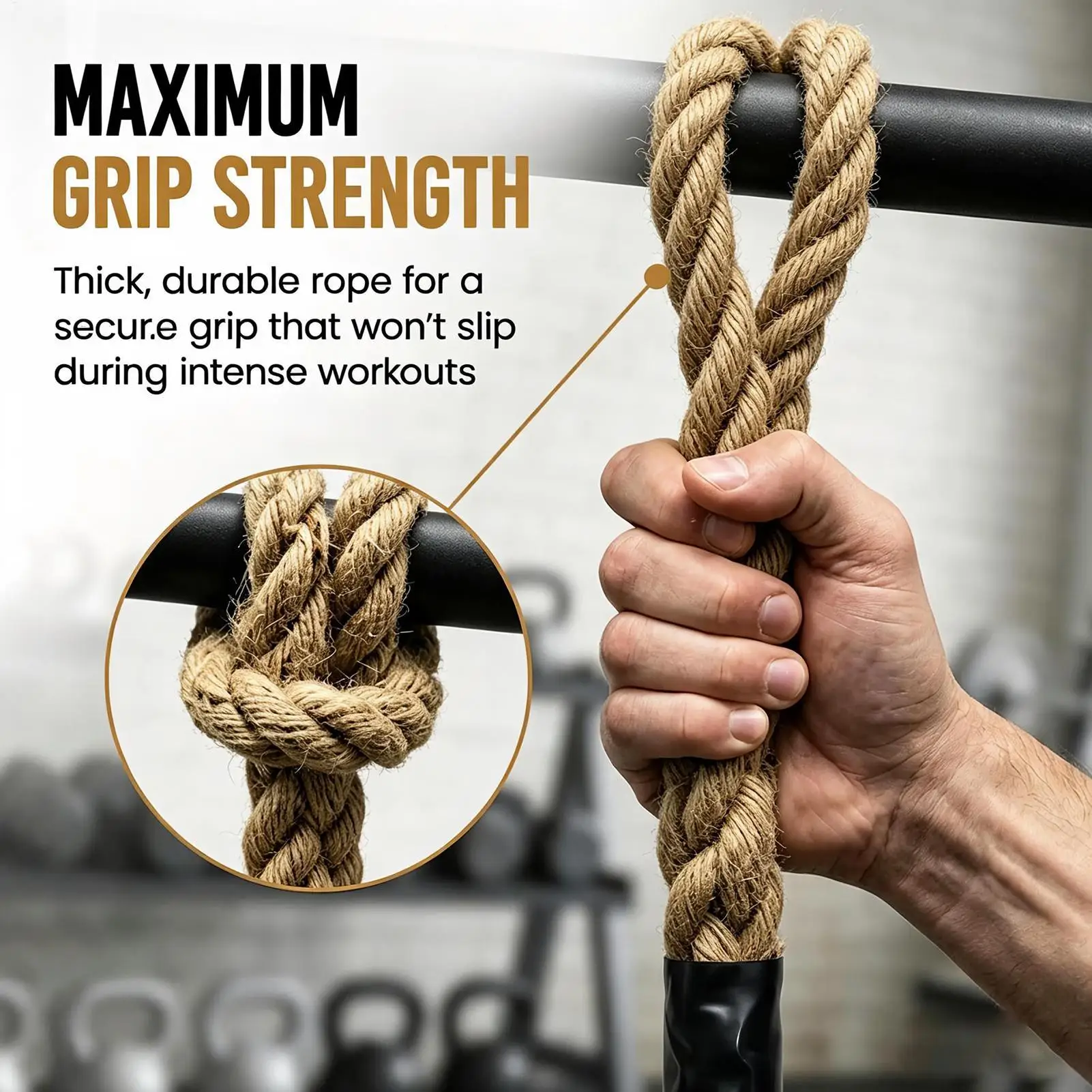 Rope Grips for Pull Ups 2-Piece Reusable Heavy Duty Arm Strength Trainer Pull Up Assist Muscle Exercise for Home Gym Training