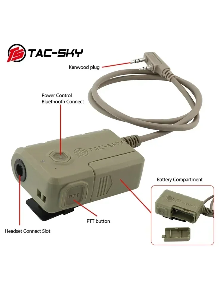 TAC-SKY Adaptador Bluetooth PTT para cascos tácticos Comtac y Sordin