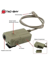 TAC-SKY Adaptador Bluetooth PTT para cascos tácticos Comtac y Sordin