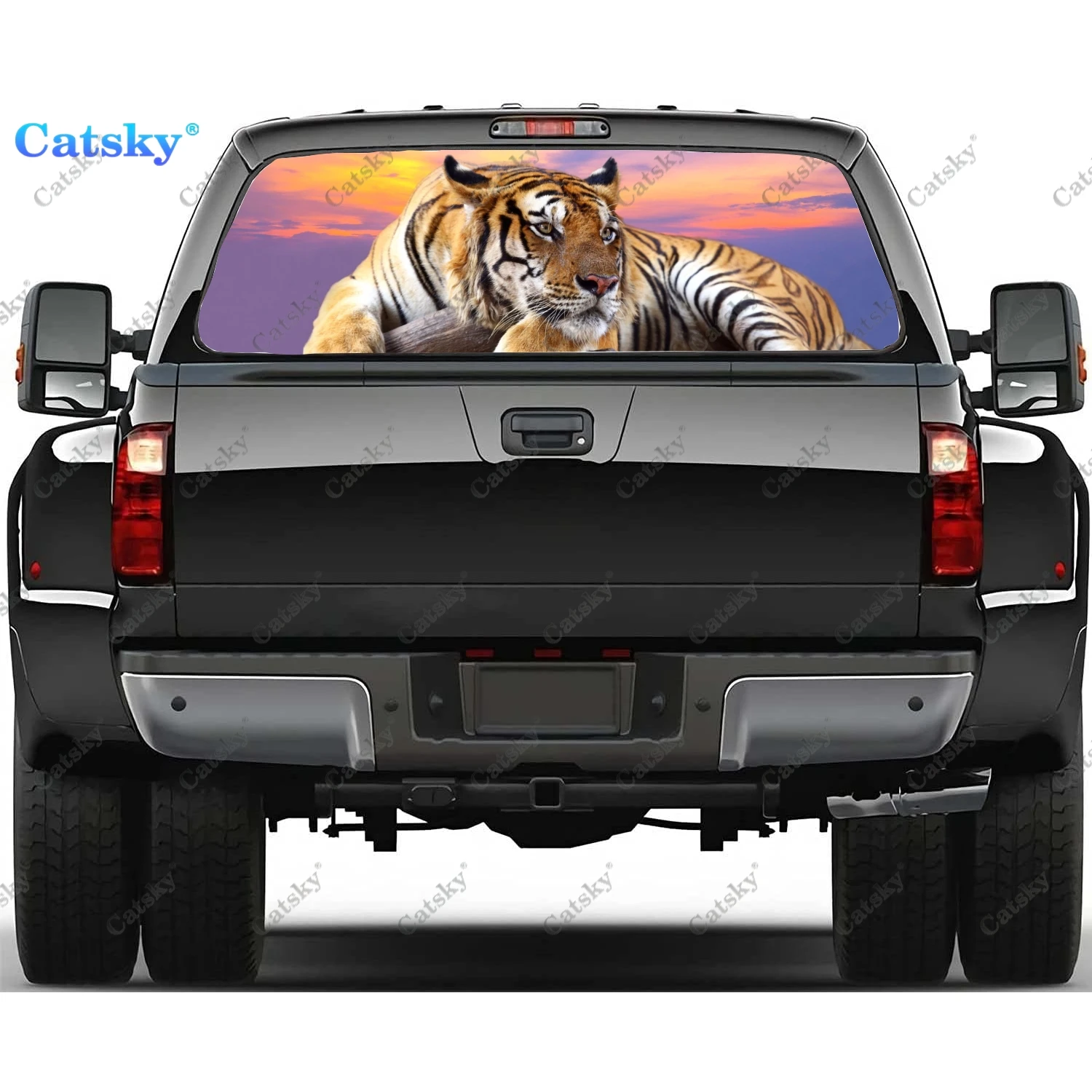 

Custom Tiger Printing Rear Window Sticker Windshield Decal Steed Truck Rear Window Decal Universal Tint Perforated Vinyl Graphic