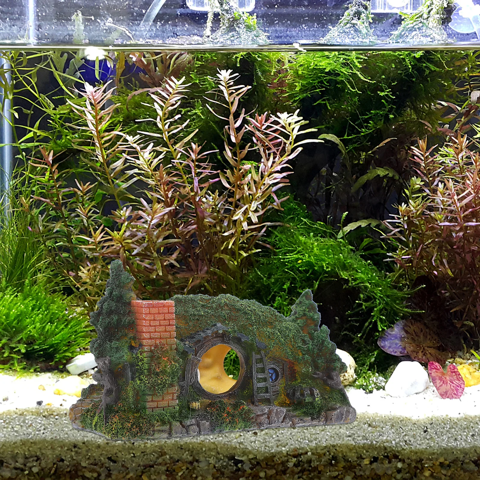 

1Pcs House Resin Fish Tank Castle Ornament Aquarium Decoration Bubble Oxygen Increasing Aquarium Ornament