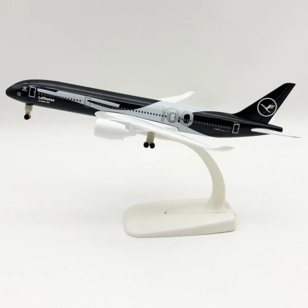 20cm Scale Model Plane A350 Lufthansa 100th Anniversary Die-cast Airplane Model With Base & Wheels For Static Collection Display