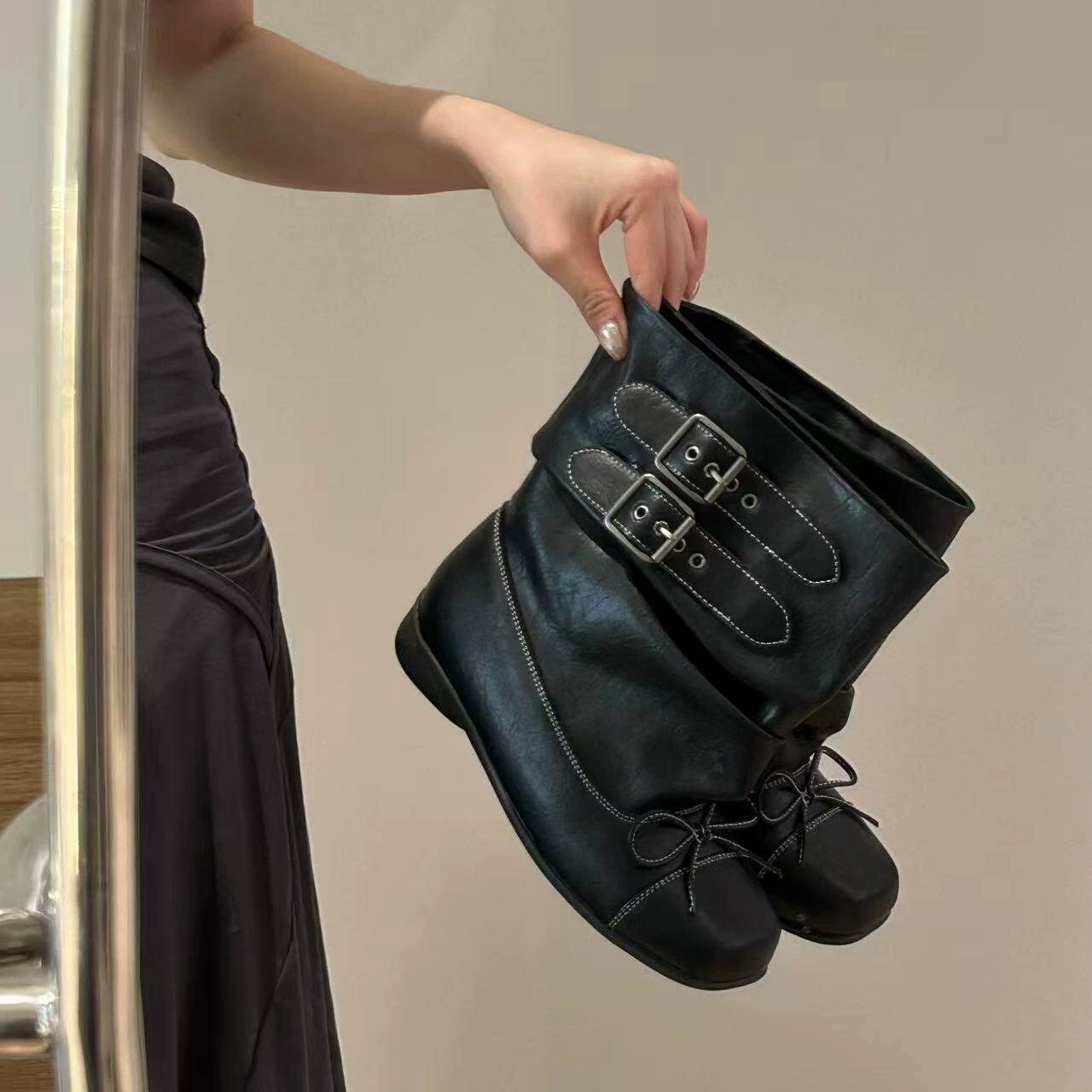 Bow Women Ankle Boots Flats Shoes Designer New  Retro Goth Woman Chelsea Boots Casual Winter Sneakers Sport Zapatos Mujer