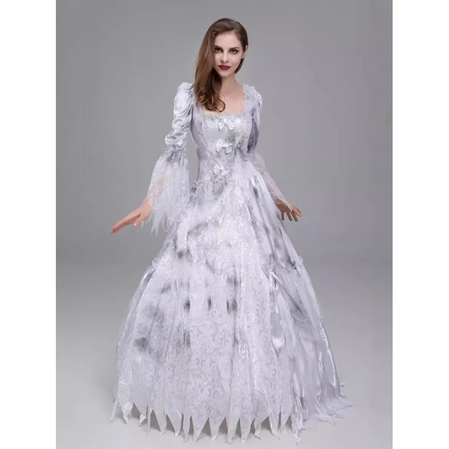 Halloween Kostüm Geisterbraut Gericht Retro Erwachsene Tüll Langer Rock Cosplay Bühnenaufführung Dr Damen Traditionelle Ethnische Kleidung