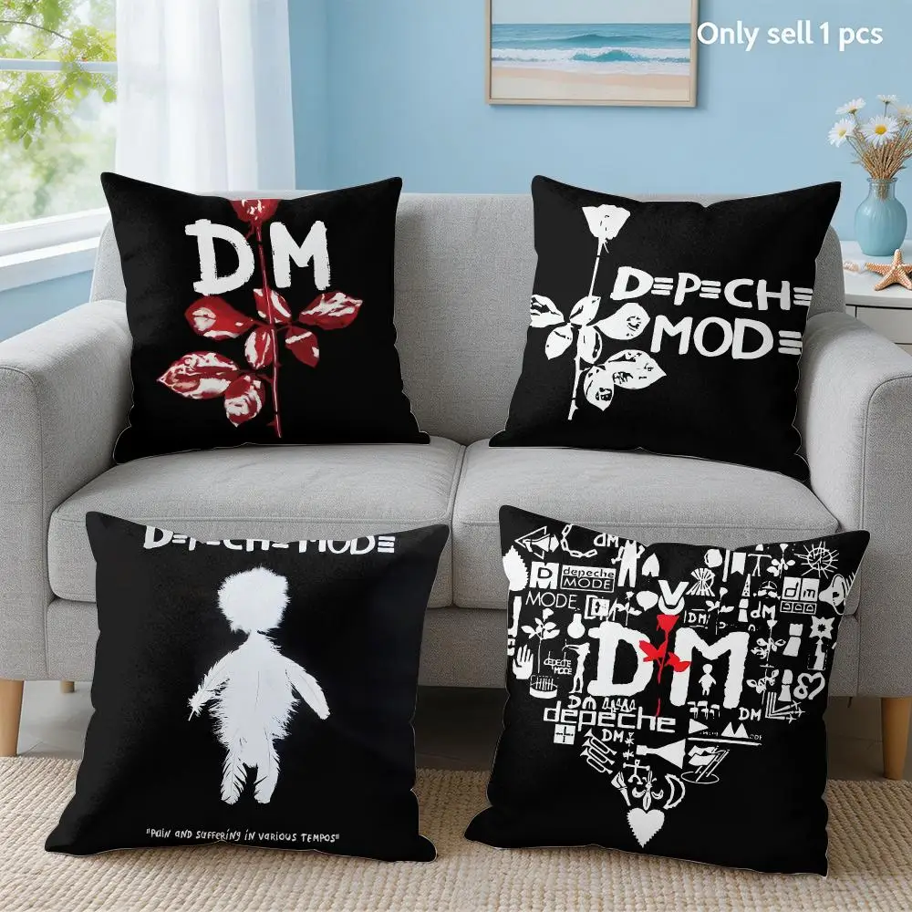 rock band d-Depeche Mode Cushion Cover Soft Short Plush Throw Pillow Cover Hidden Zipper Cutecore Sofa Bedroom Home Decor