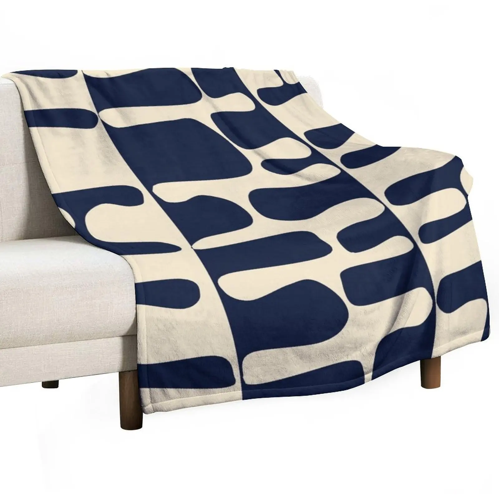 

Modern Matisse Inspired Pattern in Navy Blue and Cream Throw Blanket Men's Soft Warm Throw Blanket for Couch