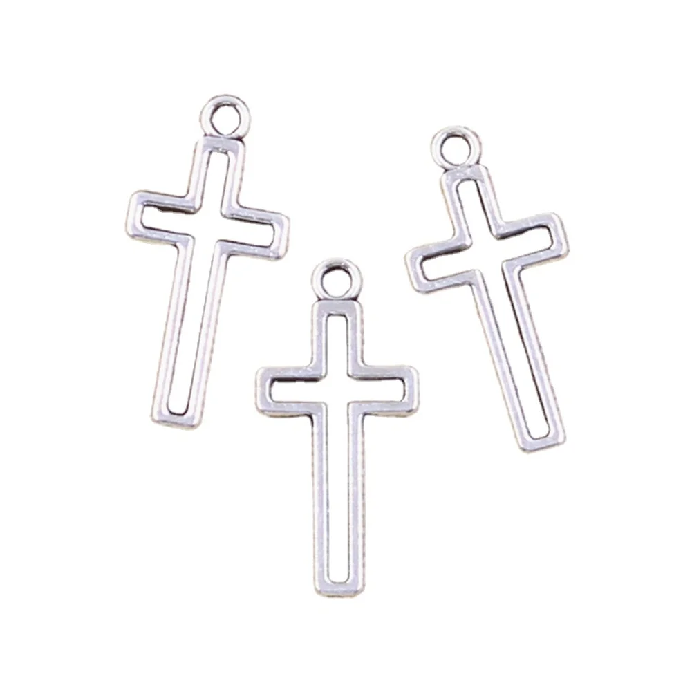 30 pçs encantos oco cruz 23x11mm antigo prata cor pingentes fazendo diy artesanal tibetano encontrar jóias
