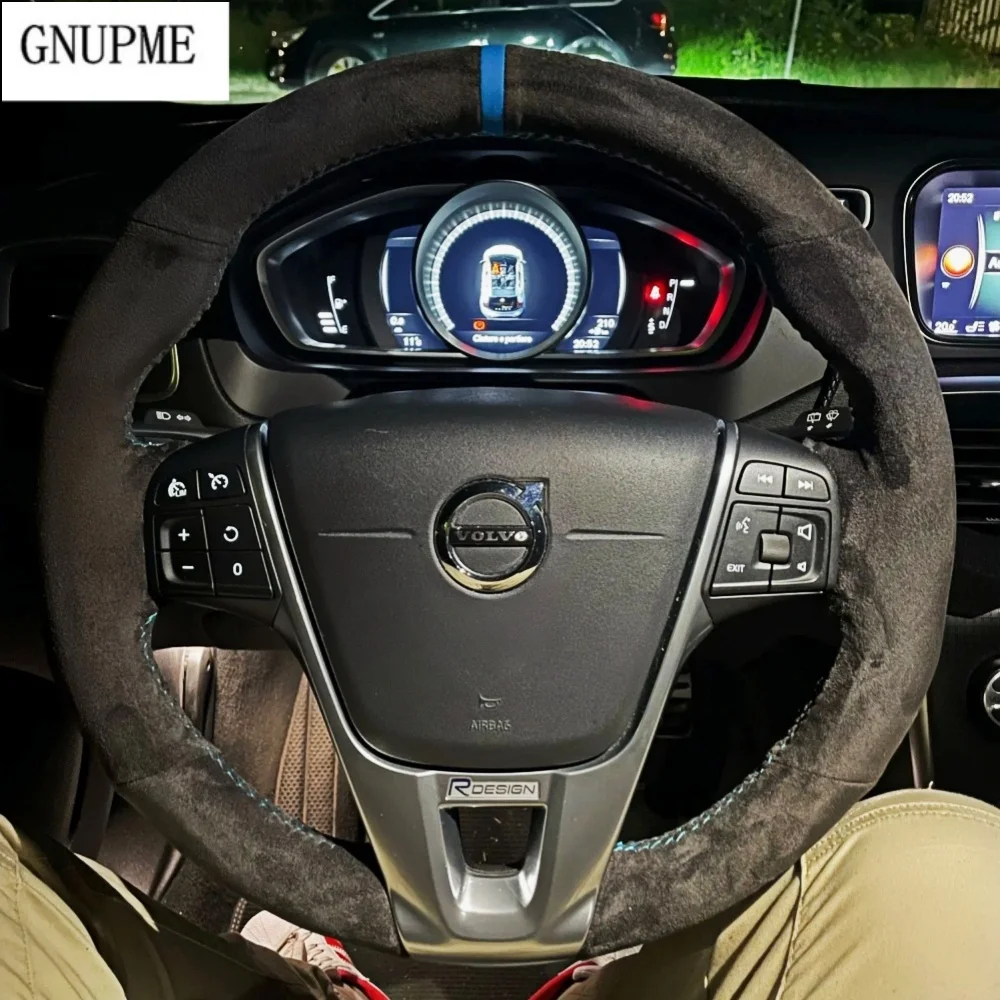 Custom Anti-Slip And Soft Suede Leather Car Steering Wheel Cover For Volvo V60 XC60 XC90 S60 S80 S90 Avant Steering Wrap
