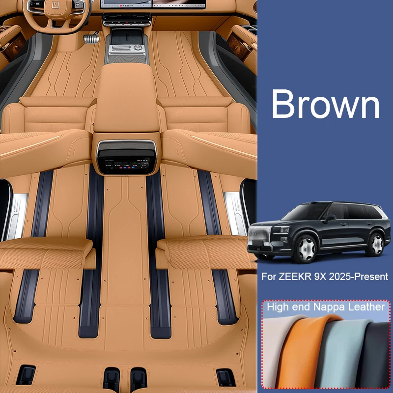 Luxury Nappa Leather Custom Fit Floor Liners Anti-Slip Waterproof For ZEEKR 9X 2025-Present Auto Interior