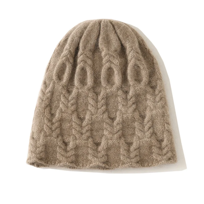 

100% cashmere women's hat solid color thick warm knitted warm cashmere women's hat fashionable hot selling women's hat