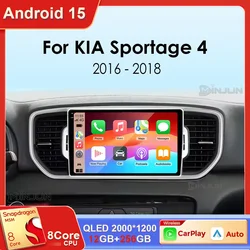 For KIA Sportage 4 KX5 2016 - 2018 Car Radio Android 15 Multimedia Player Navigation Android 2din Autoradio CarPlay Stereo 4G