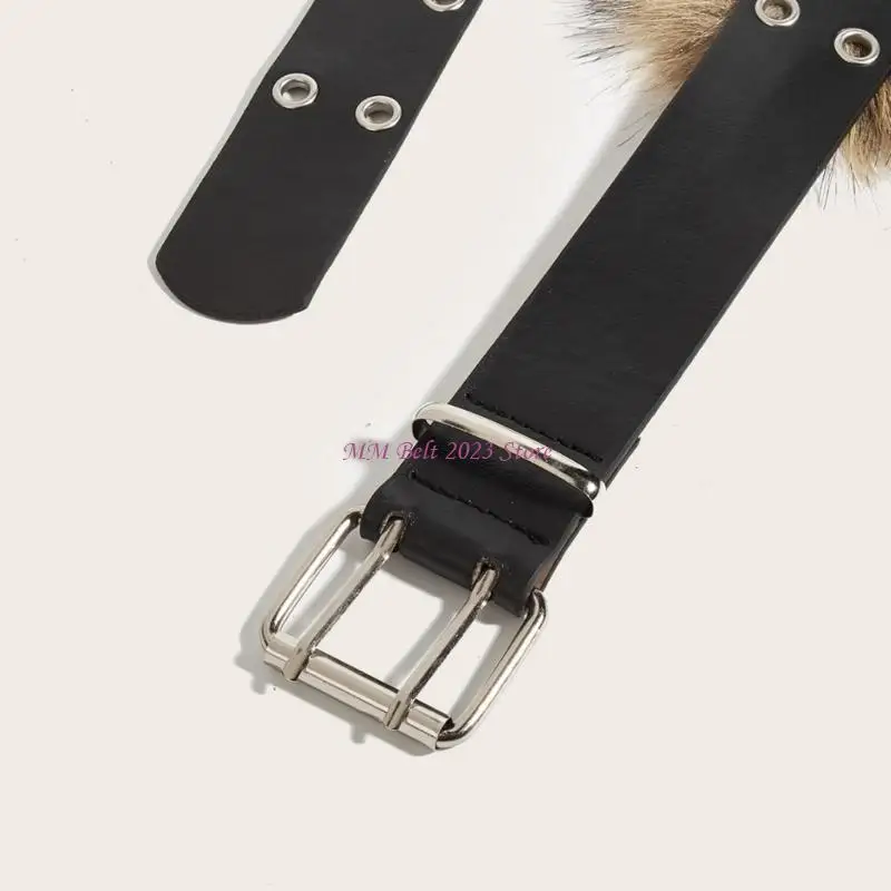 49ME PU Belt Punk Rivets Waist Band Retro Western Charm Waist Ornament Fashionable
