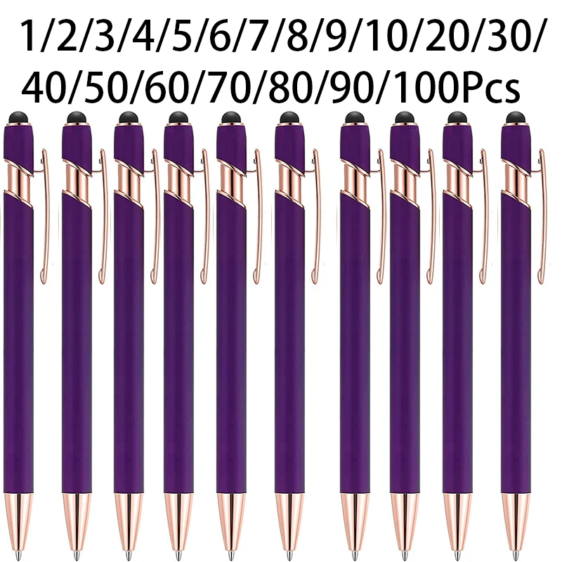 

100Pcs Multifunction Ball Stylus Soft Touch Screen Pen 2 In 1 Metal Ballpoint Pens