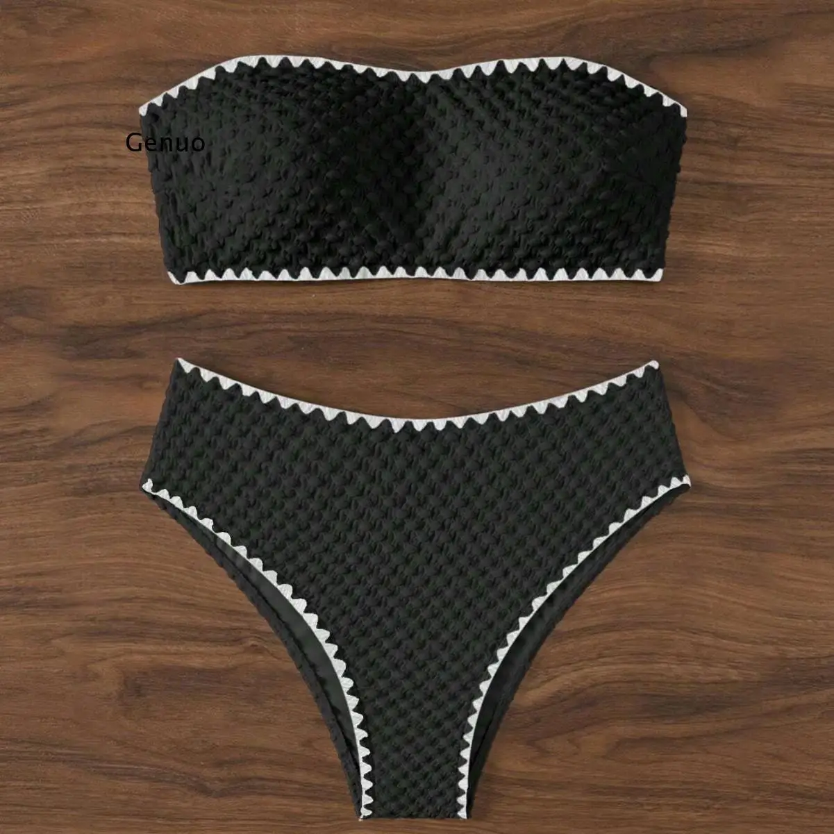 Women's Strapless Bandeau Push Up Bikini Set High Leg Two Piece Bathing Suit