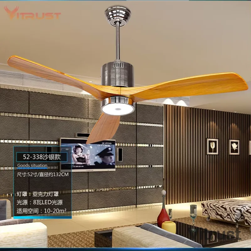 52 Luxury wooden Ceiling Fan Light Old Bronze Finish with 3 Fan Blades Include 24W LED and Remote Control