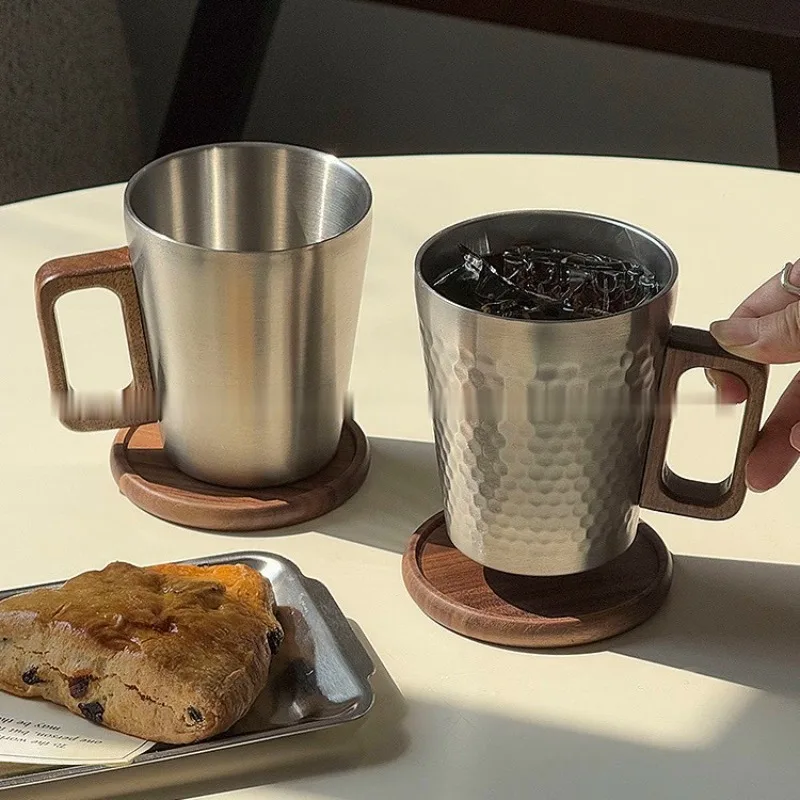 American Style Double‑Wall 304 Stainless Steel Mug With Handle Coffee Beer Tea Milk Cup for Restaurant Home