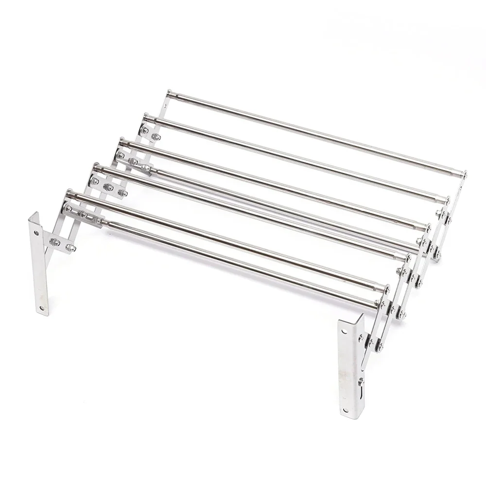 

Creative Stainless Steel Folding Telescopic Towel Rack Multifunctional Shelf Towel Storage Rack 42~80cm Adjustable