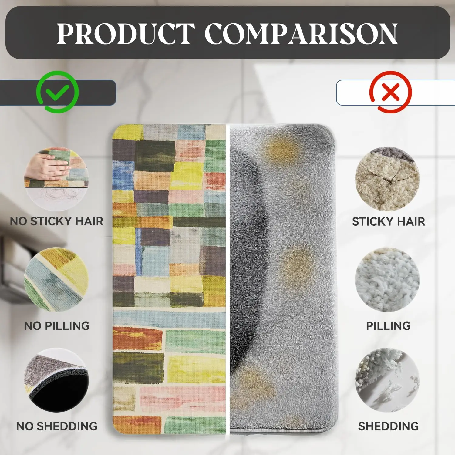 VIKAMA حمام حصيرة غير قابلة للانزلاق سجاد الحمام رقيقة تناسب تحت دو سريعة الجافة ماصة فو الجلد المدبوغ سطح رمادي الحمام الحصير #5