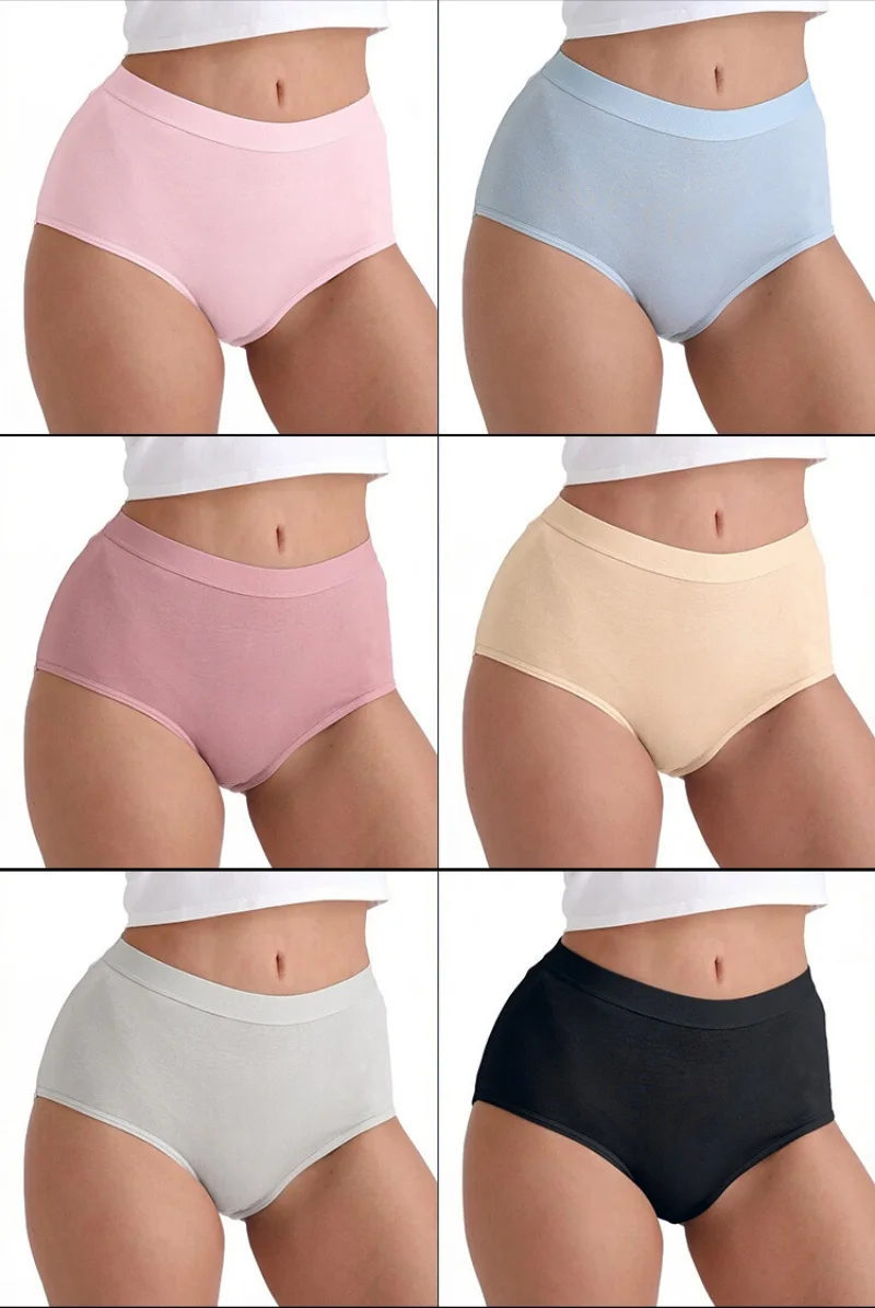 5Pcs/Set Women Cotton Panties High Waist Tummy Control Panties Solid Color Underwear Female Underpants Sexy Lingerie M-3XL