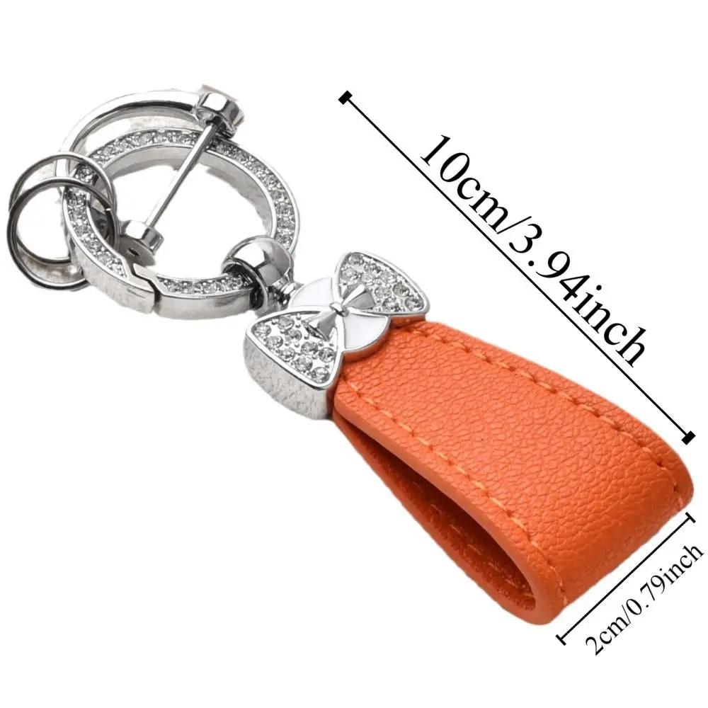 Schlüsselhalter Luxus Echtleder Schlüsselanhänger Matte Schnalle Damenhandtasche Modedekoration Leder Autoschlüsselanhänger Schlüsselring Anhänger – Detail 1
