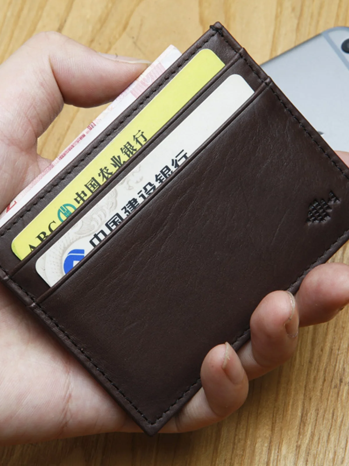 

Ультратонкий мужской кошелек из натуральной яловой кожи, маленький держатель для карт, кожаный кошелек для монет, зажим для банковских карт, сумка для документов, синие кожаные товары