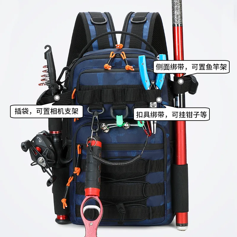 Fishing Lure Tactical Camping Backpack Outdoor Sports Bag Hiking Molle Tackle Bag with Rod Holder for Men Climbing Travel Bag