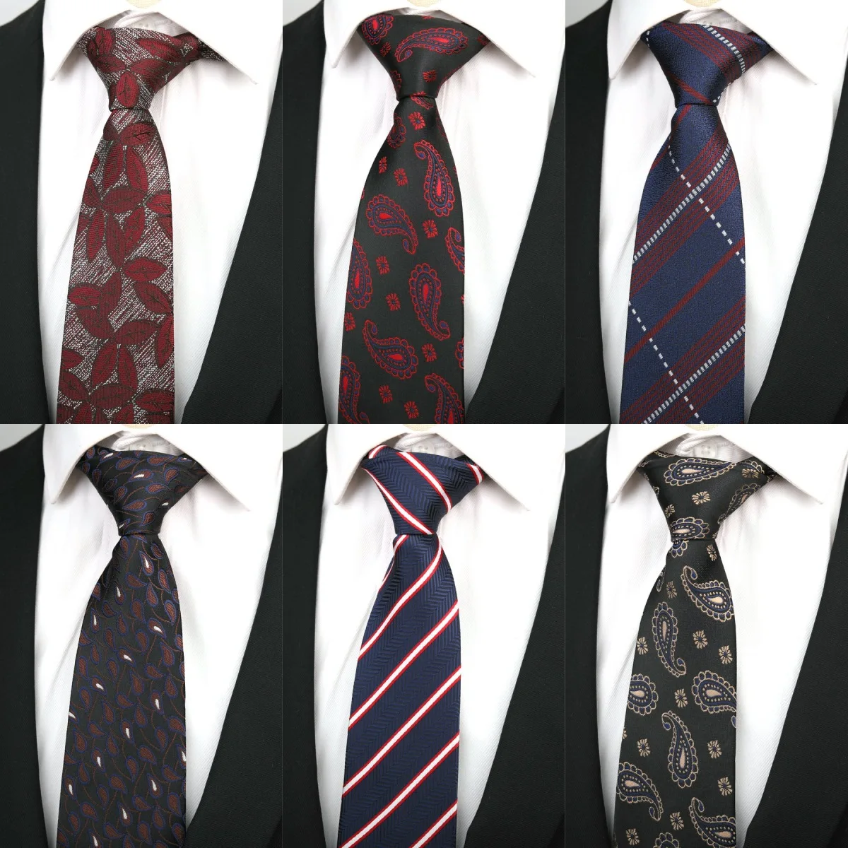8cm Width Neckties Men's Stripe Gold Red Wedding Ties Jacquard Woven Men Plain Solid Colors Tie Polka-dots Neck Ties
