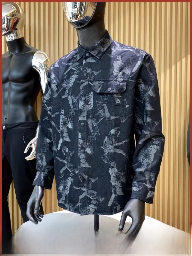   Męska kurtka robocza irt Jaet, lekka, z kołnierzykiem, kontrastowy nadruk, mieszanka bawełny i poliestru, odzież wierzchnia na jesień.