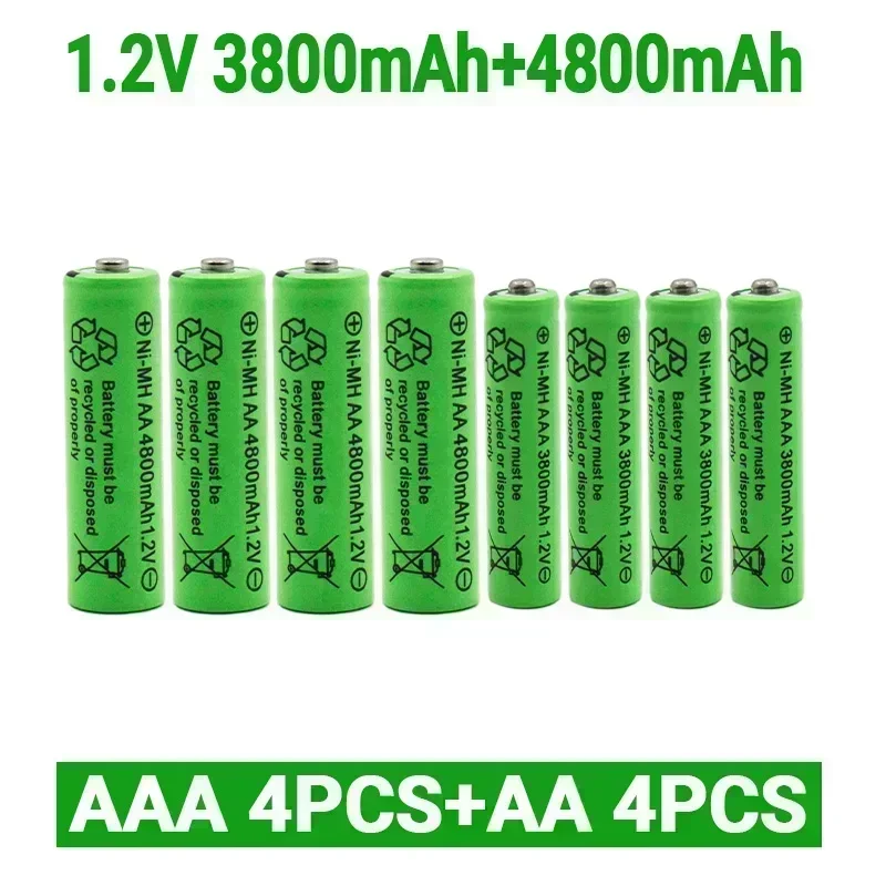 Baterías recargables NI-MH de 1,2 V AA 4800 mAh + batería recargable NI-MH de 1,2 V AAA 3800 MAh