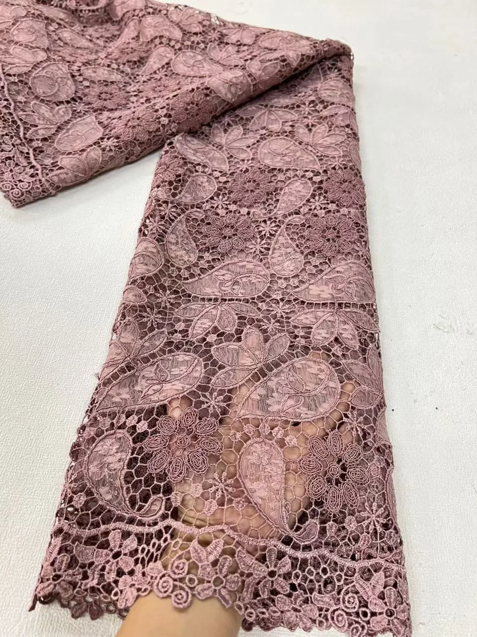 

African Nigerian Embroidery Lace Fabric,Cotton,For Sewing,Fabrics,By The Meter,Cloth,Water Soluble,Party Dresses,Tulle,5 Yards