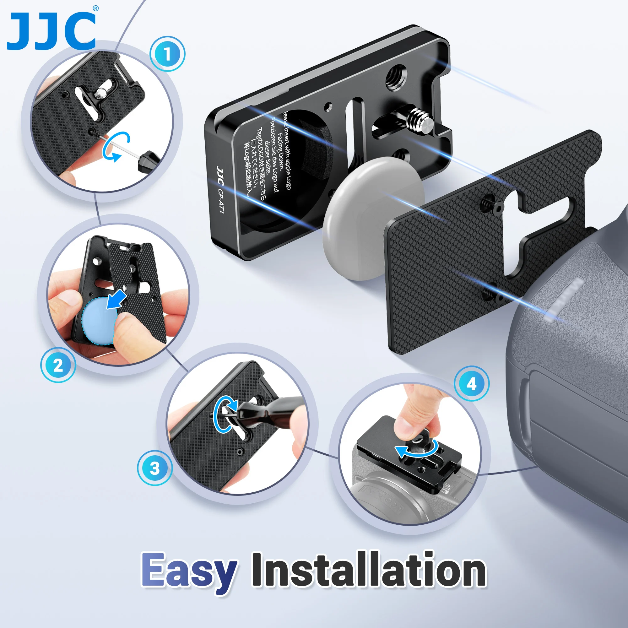 JJC AirTag Quick Release Mount Plate Arca-Type Compatible for AirTag Track The Camera Location For Sony /Canon /Nikion/Olympu