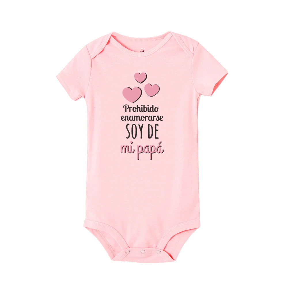 No Falling in Love I\'m My Dad\'s Spanish Printed Baby Bodysuit Funny Newborn Jumpsuit Toddler Summer Clothes Infant Shower Gifts