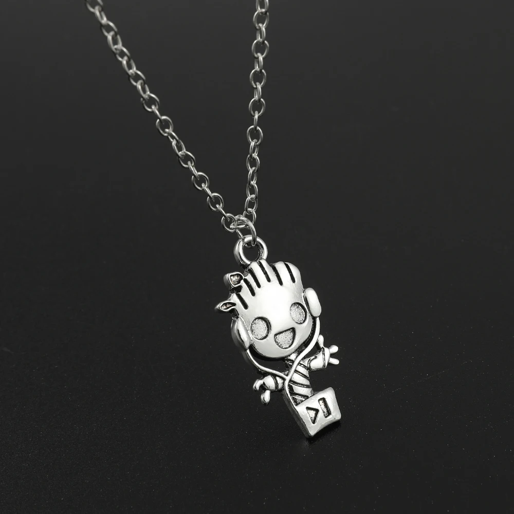 Disney Marvel Guardians of The Galaxy Necklace Cute Silver Color Groot Pendant Jewelry Accessories Gifts