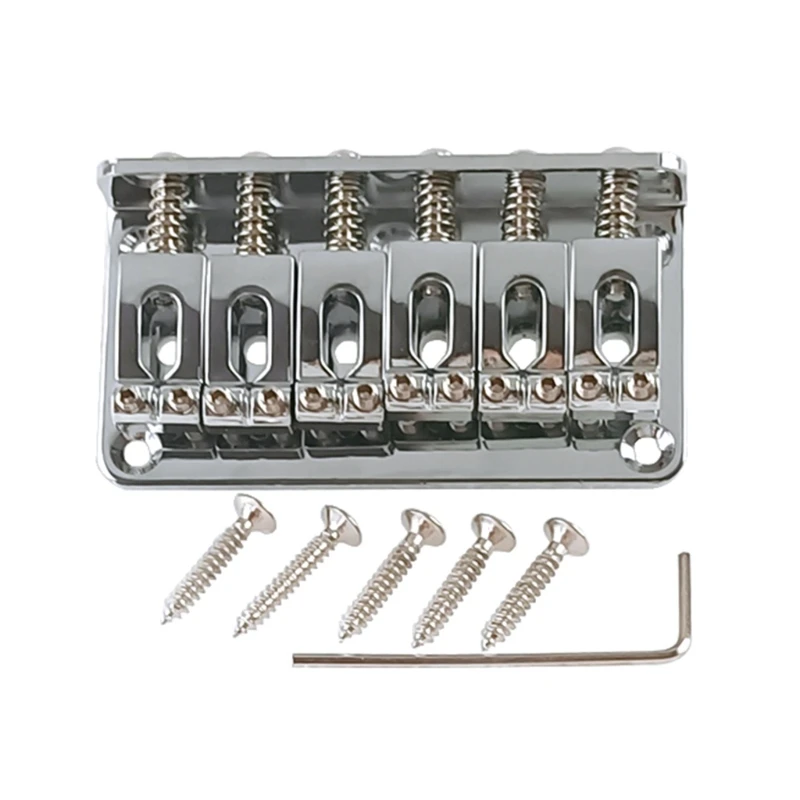 Guitar Bridge, Zinc Alloy 6-String Fixed Hardtail Guitar Bridge  with 5 Pieces Mounting Screws for Electric Guitar