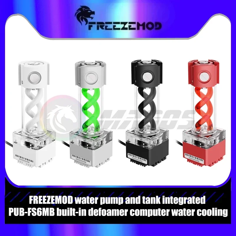 FREEZEMOD DDC AIO Pump Box Cooling + Round DNA Spiral Reservoir PWM 3.5 Meters Flow 650L/H, 20-30cm Long PUB-FS6MB