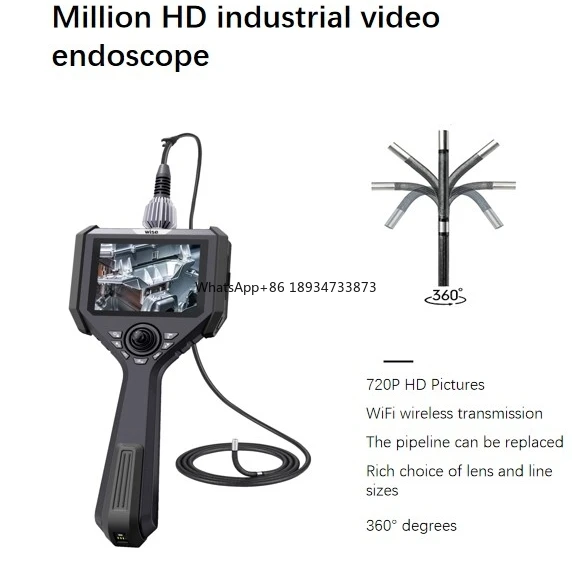 HMK 360 degree  joystick-control articulation 6mm diameter endoscope industrial borescope