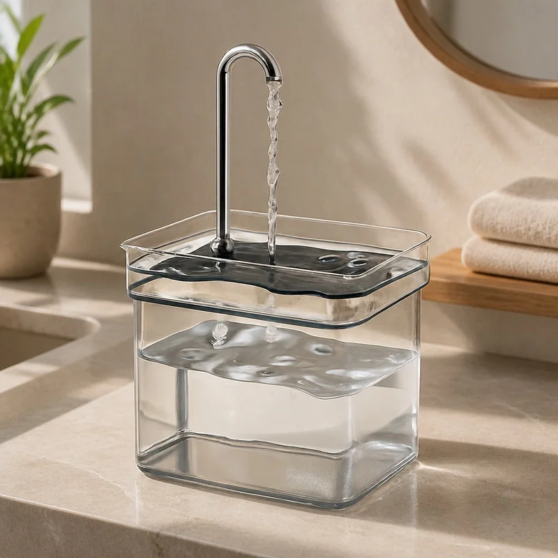 USB-Powered Silent Cat Fountain with Transparent Reservoir and Continuous Filtered Water Flow