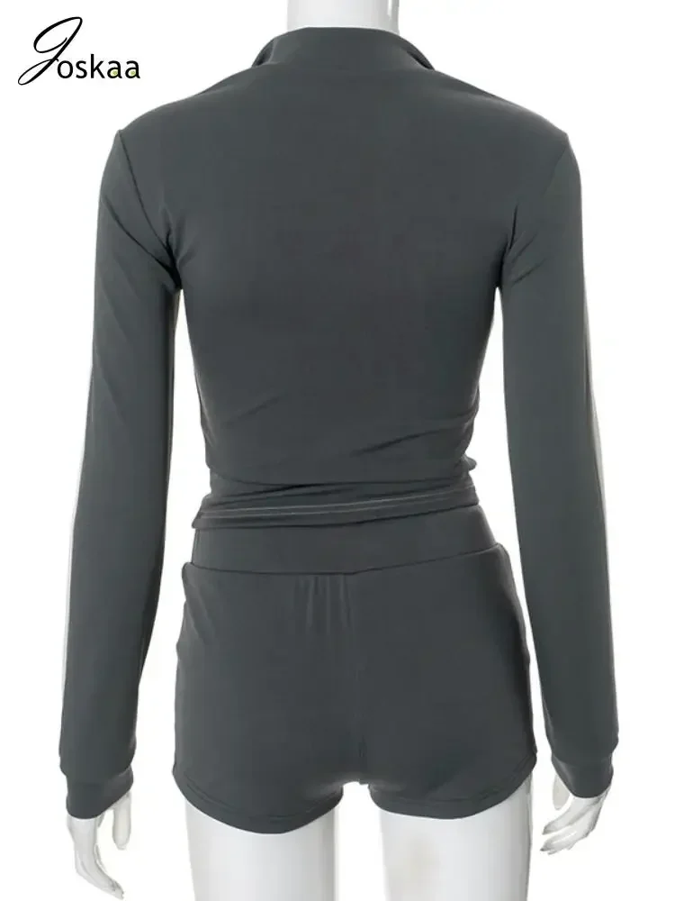 Yomesugar المرقعة رياضي 2 قطعة مجموعات النساء محب كم طويل المحاصيل الستر والسراويل الرباط مطابقة الخريف رياضية