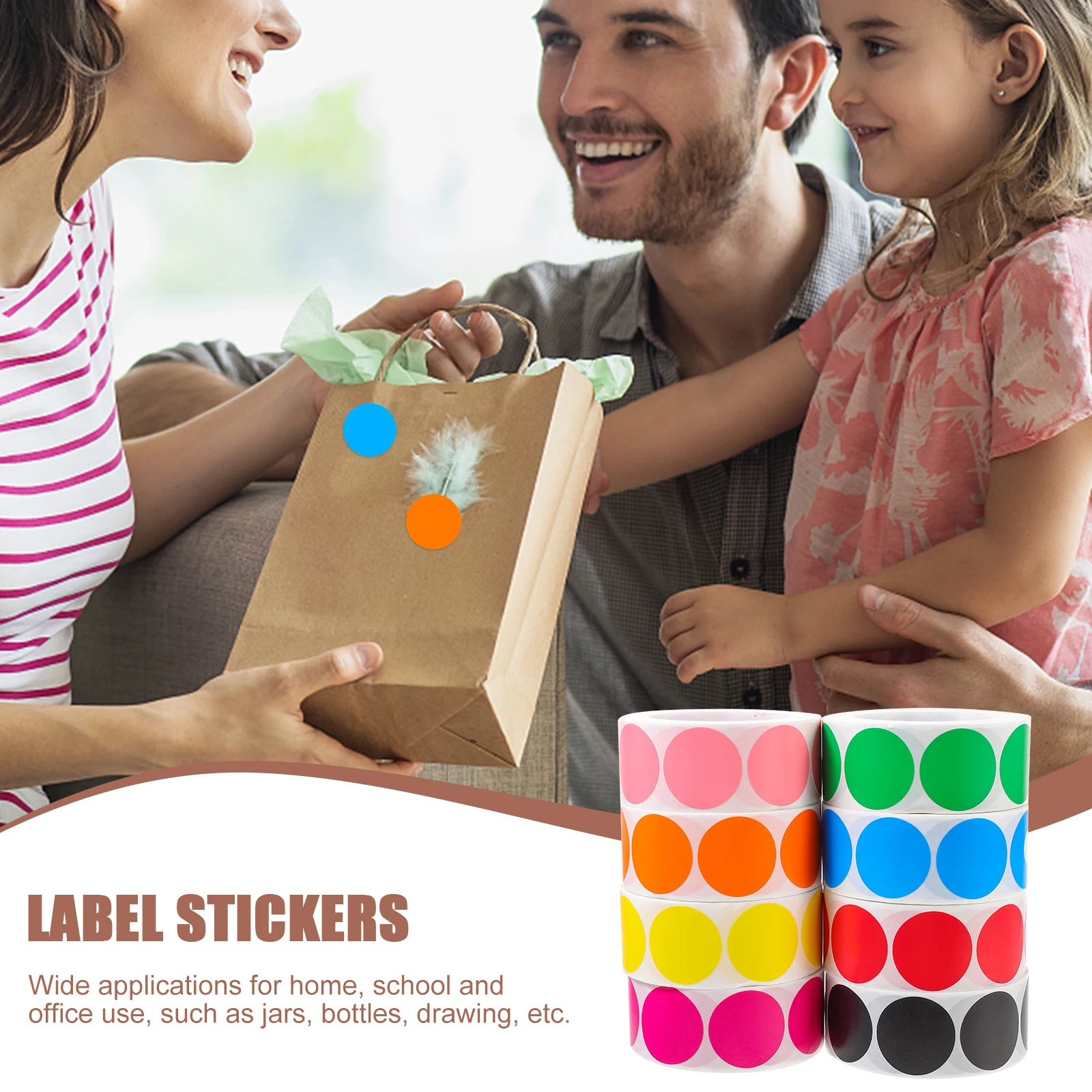 

8 Rolls Dot Stickers Colorful Circle Labels for Home Office Craft Jars Bottles Reusable Containers Self Adhesive